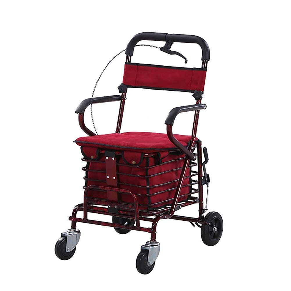 4 Wheel Folding Rollator Walker with Seat and Basket P79230