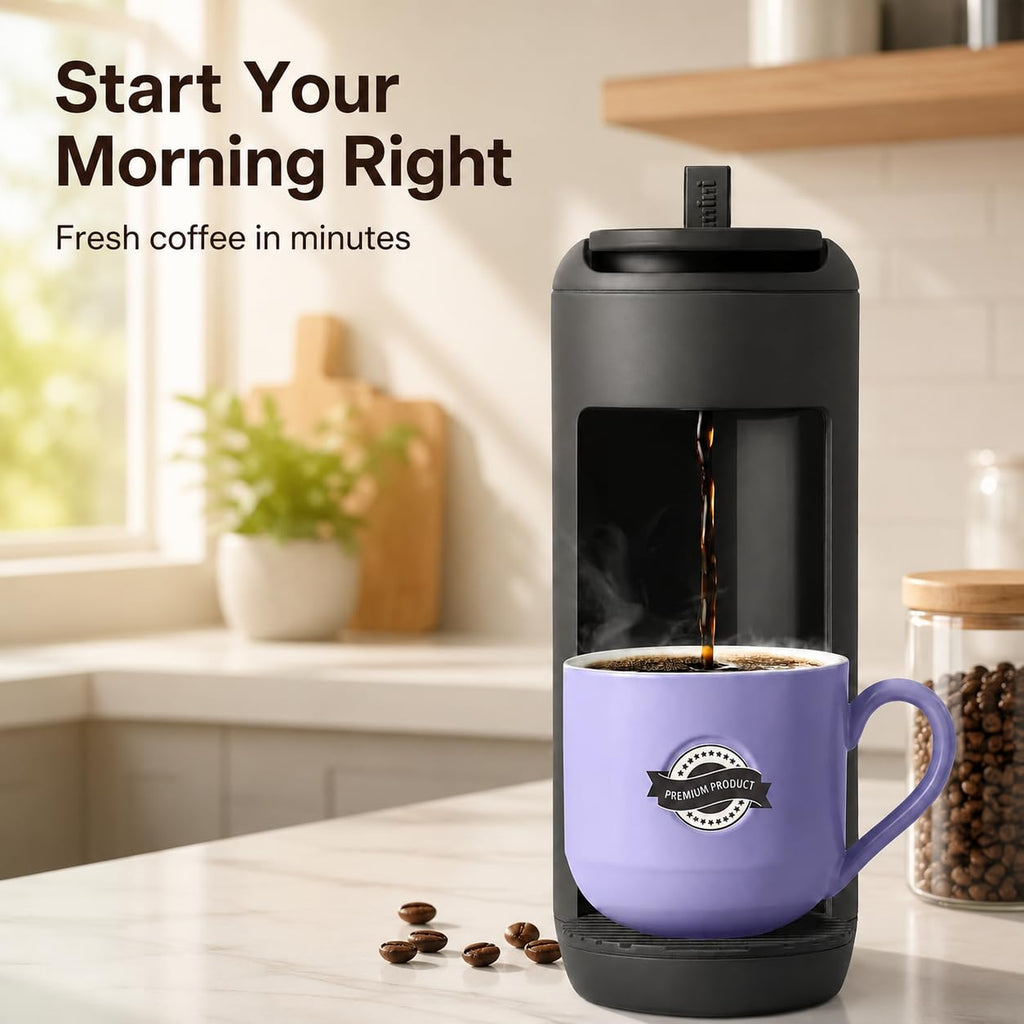 Single Serve K Cup Coffee Maker 12 oz Matte Black F3884