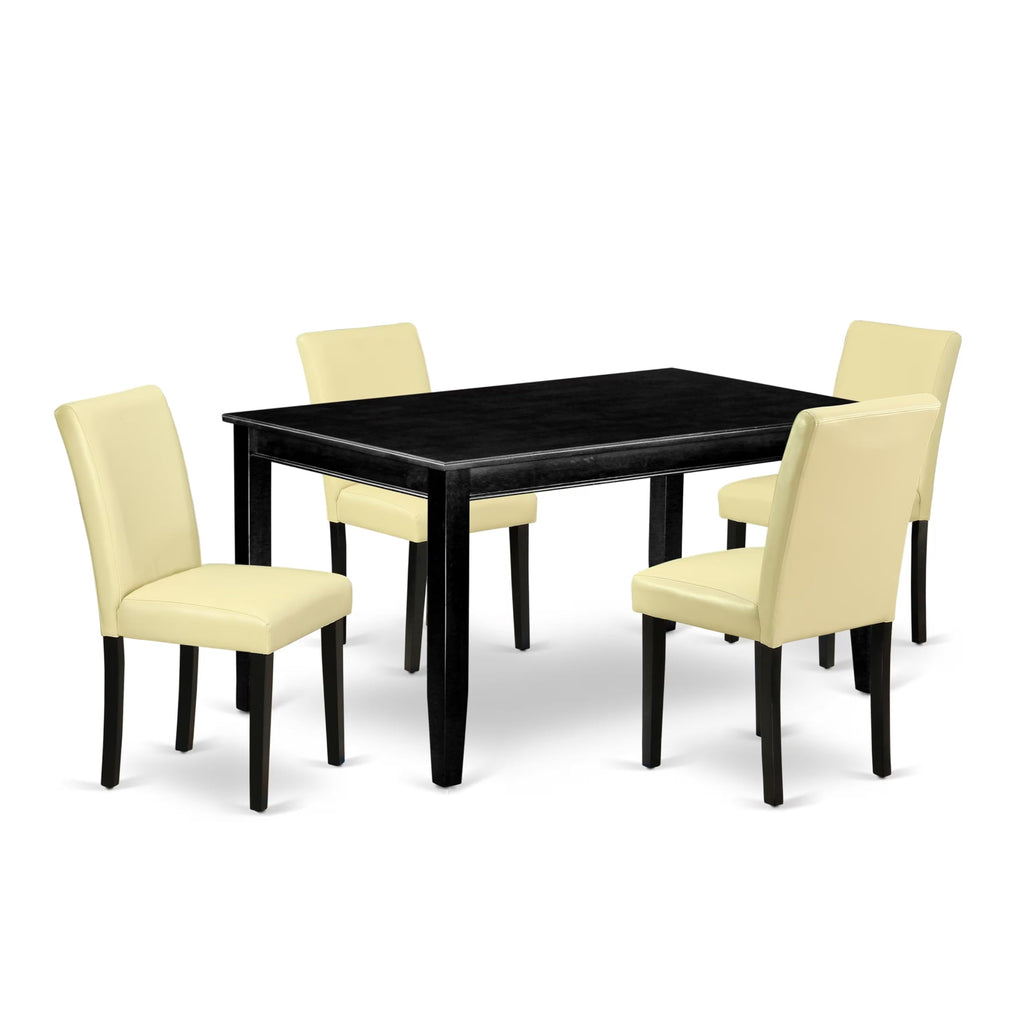 5 Piece Black Dining Table Set with 4 Faux Leather Chairs F58605