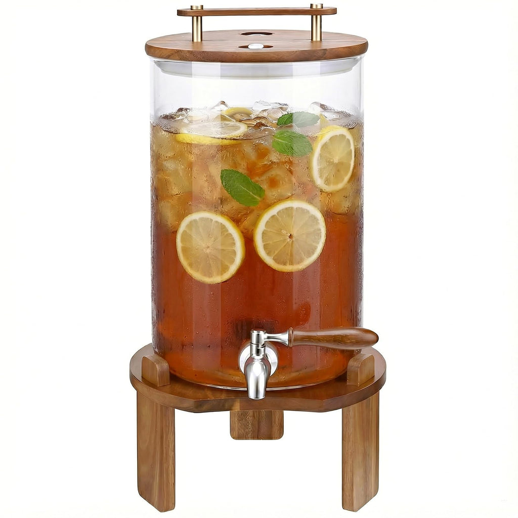 2.1 Gallon Glass Beverage Dispenser with Stand and Stainless Steel Spigot L1718