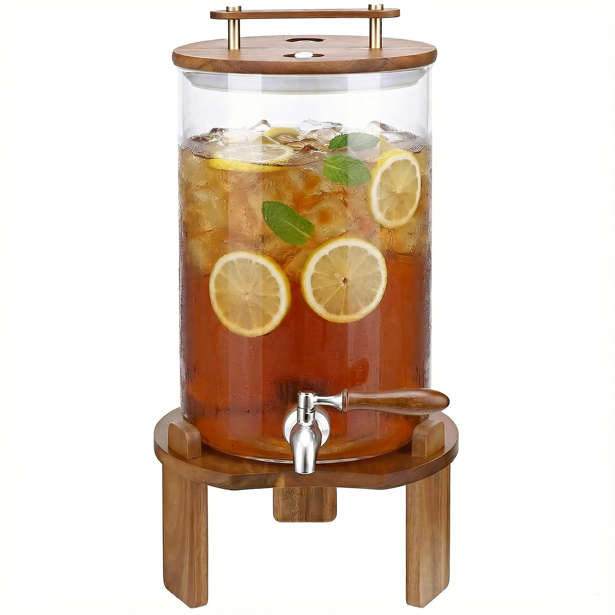 2.1 Gallon Glass Beverage Dispenser with Stand and Stainless Steel Spigot L1718
