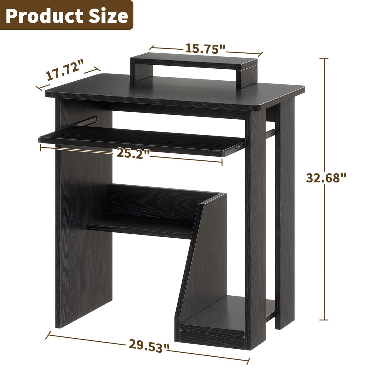 30 Inch Computer Desk with Keyboard Tray E747718