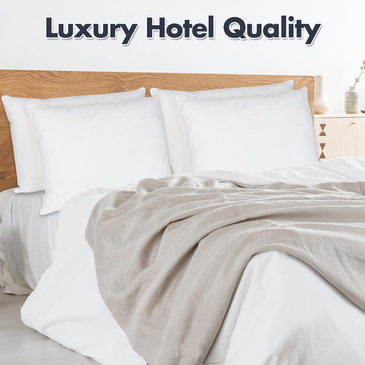 Soft Fluffy Queen Size Bed Pillows Set of 2 Cotton Cover U425526
