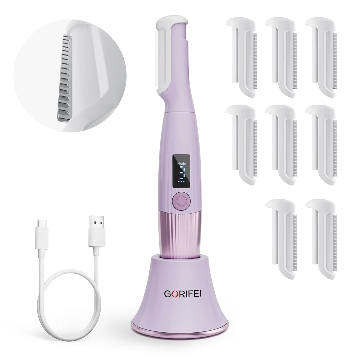 Purple Rechargeable Facial Razor with 8 Blades P706915