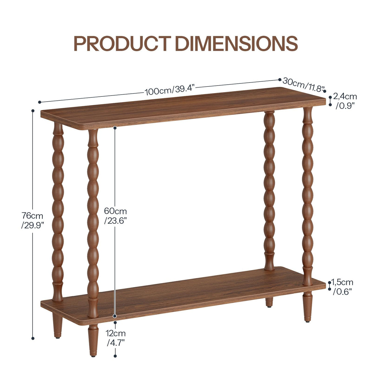 39.4'' 2-Tier Mid-Century Console Table W62541