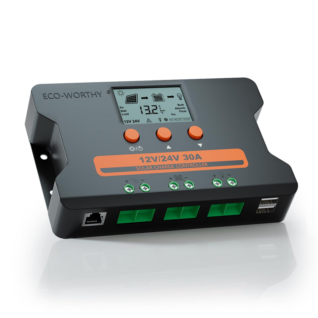 30A Solar Charge Controller Dual USB Port Auto 12V/24V PWM Y670052