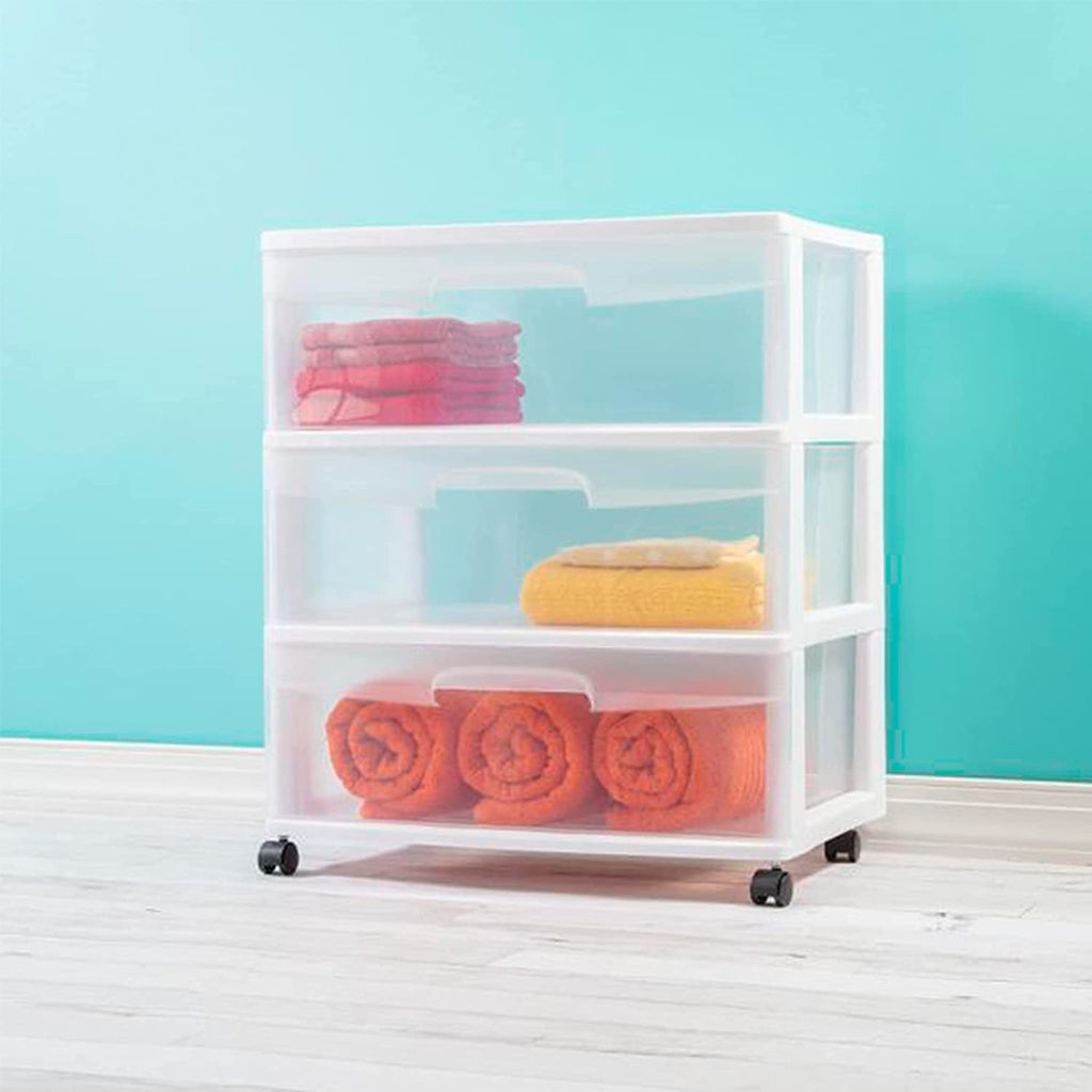 Plastic Storage Drawer Cart with 3 Clear Drawers W197