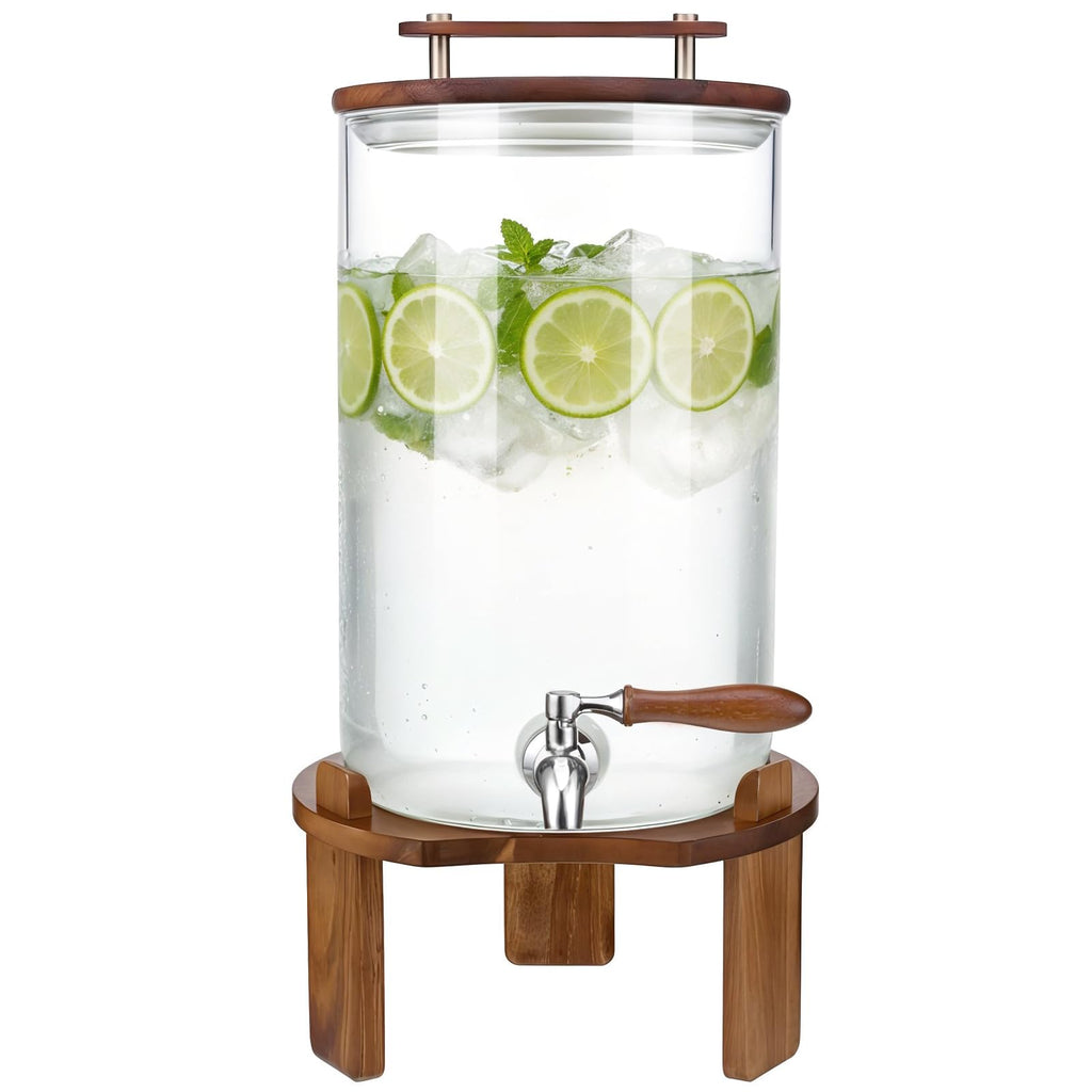 2.1 Gallon Glass Beverage Dispenser with Stand and Stainless Steel Spigot L1718