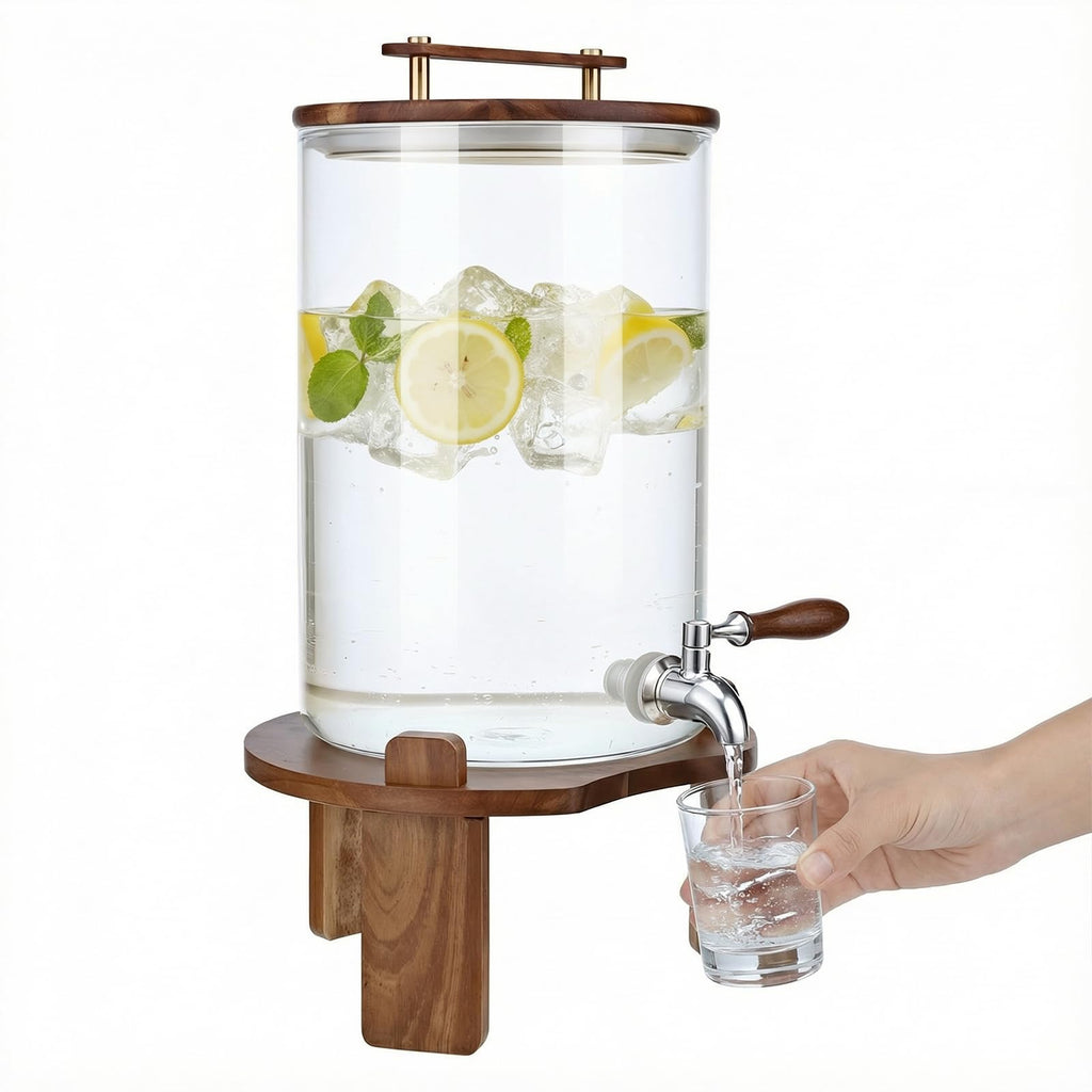2.1 Gallon Glass Beverage Dispenser with Stand and Stainless Steel Spigot L1718