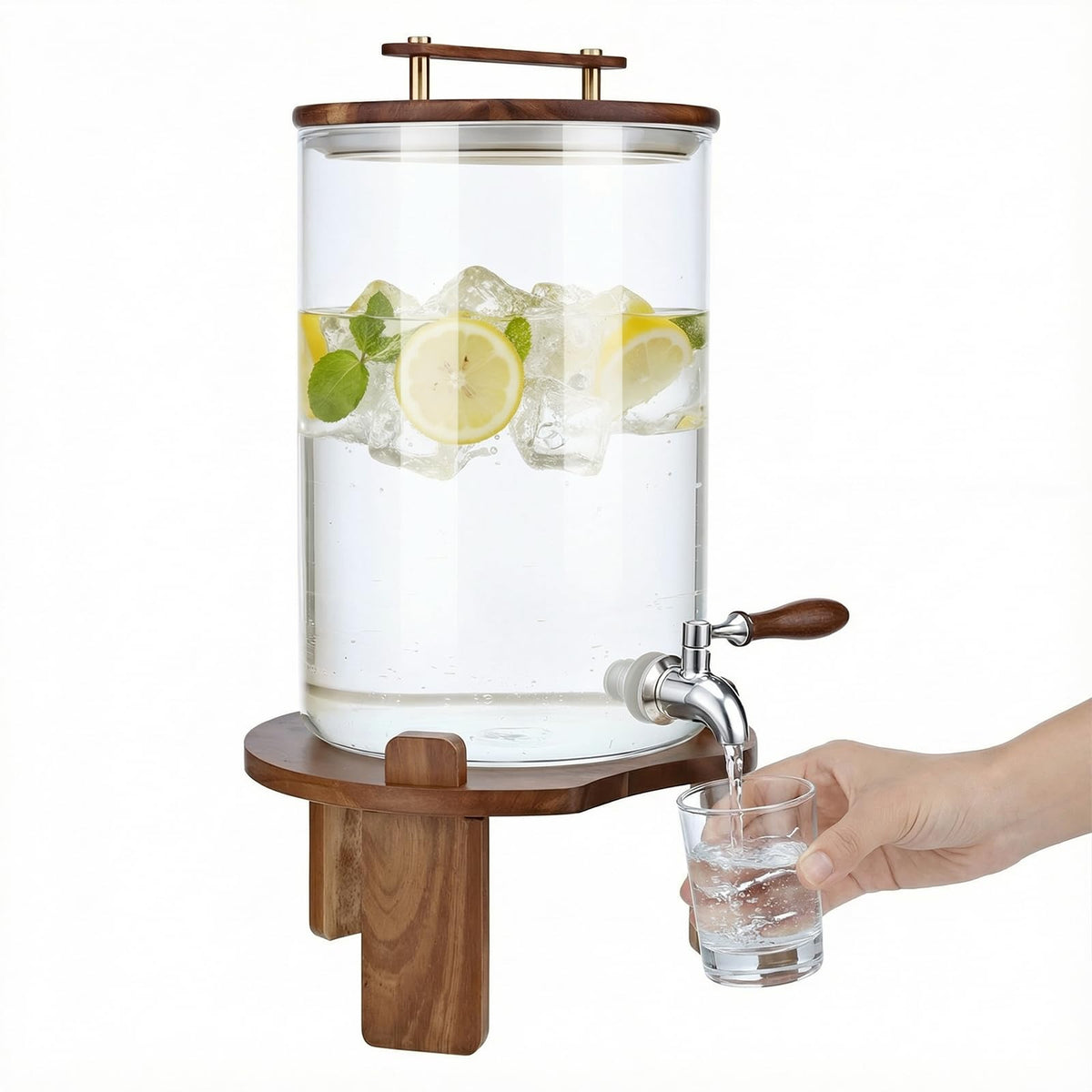 2.1 Gallon Glass Beverage Dispenser with Stand and Stainless Steel Spigot L1718