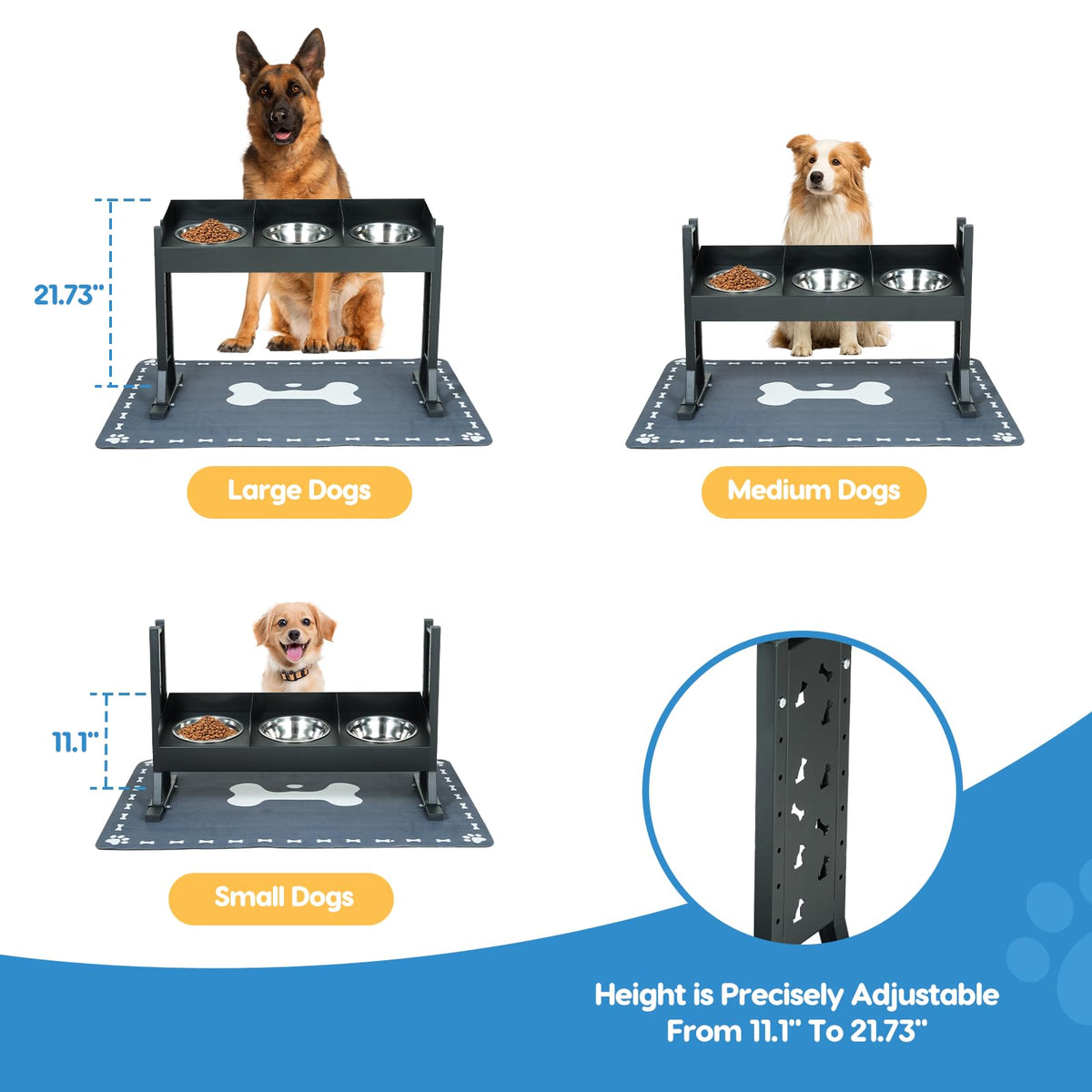 Elevated Dog Bowls with 3 Stainless Steel Bowls N633720