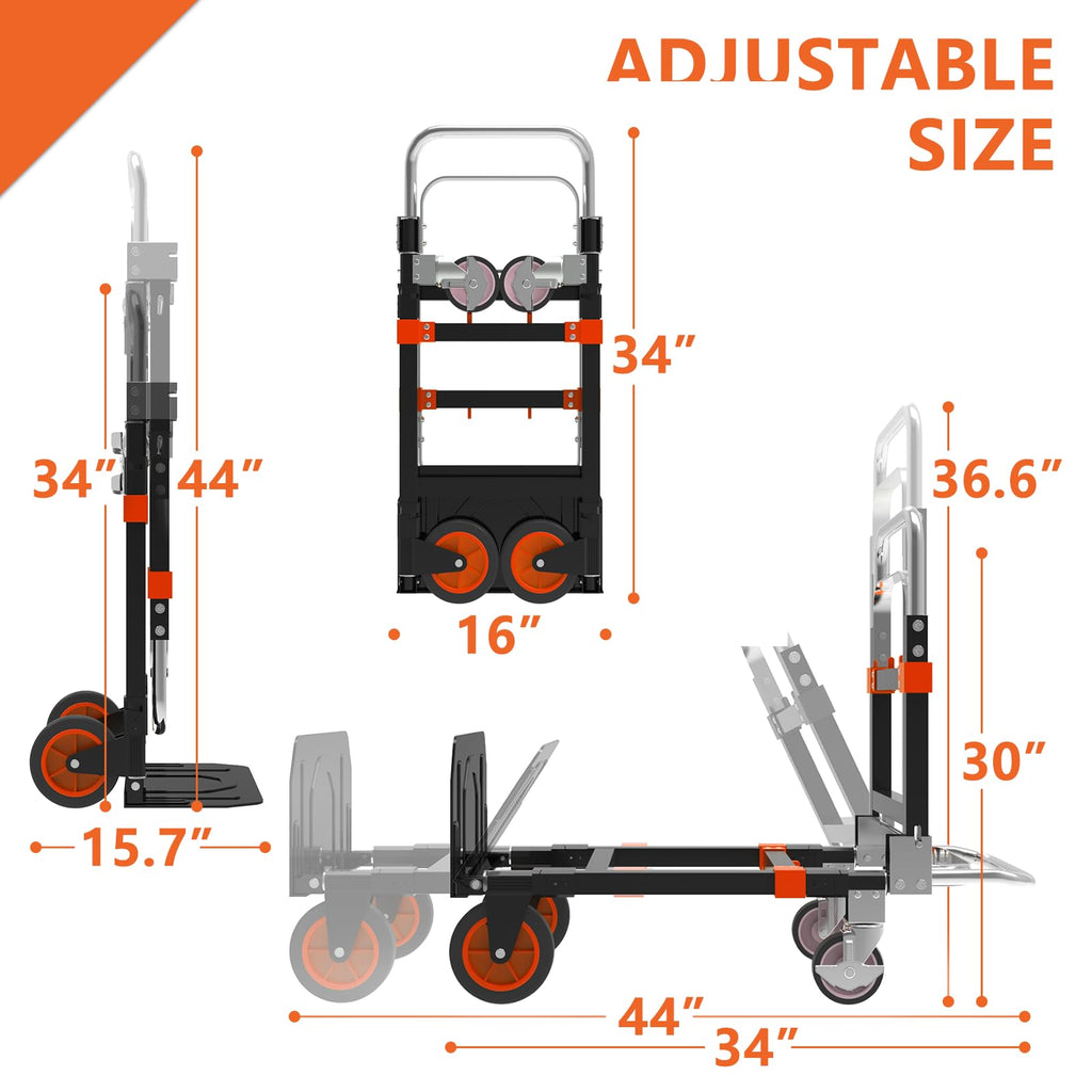 3-in-1 Folding Hand Truck, 500 lb Heavy Duty Steel Dolly W46279
