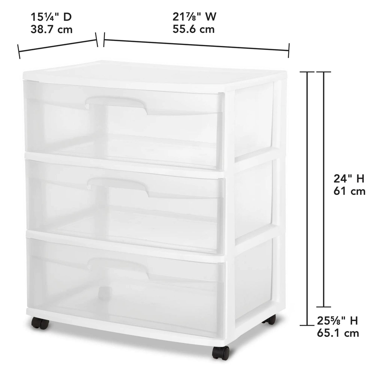 Plastic Storage Drawer Cart with 3 Clear Drawers W197