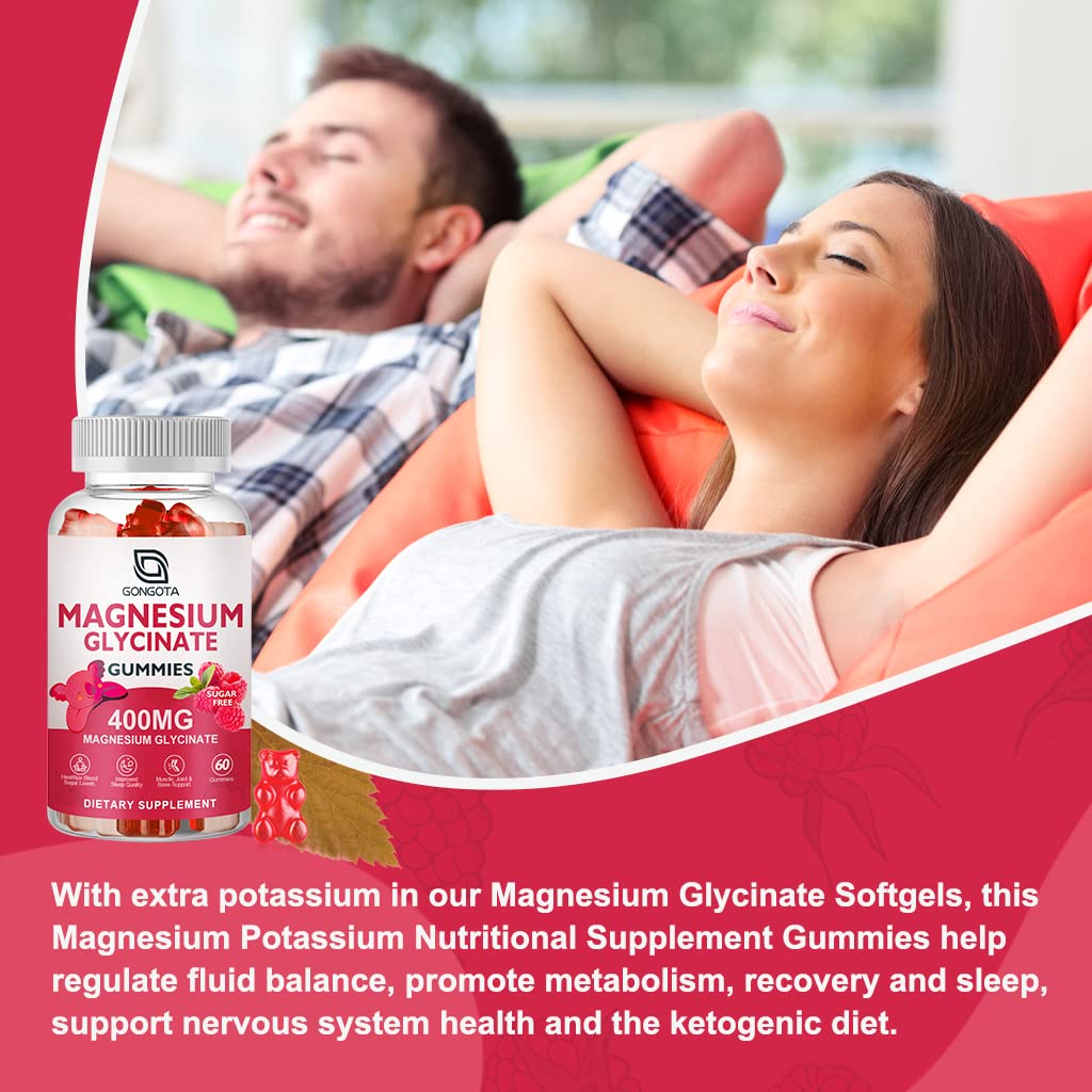 Magnesium Glycinate Gummies 400 mg with Vitamin D, B6 - 60 Gummies V299240