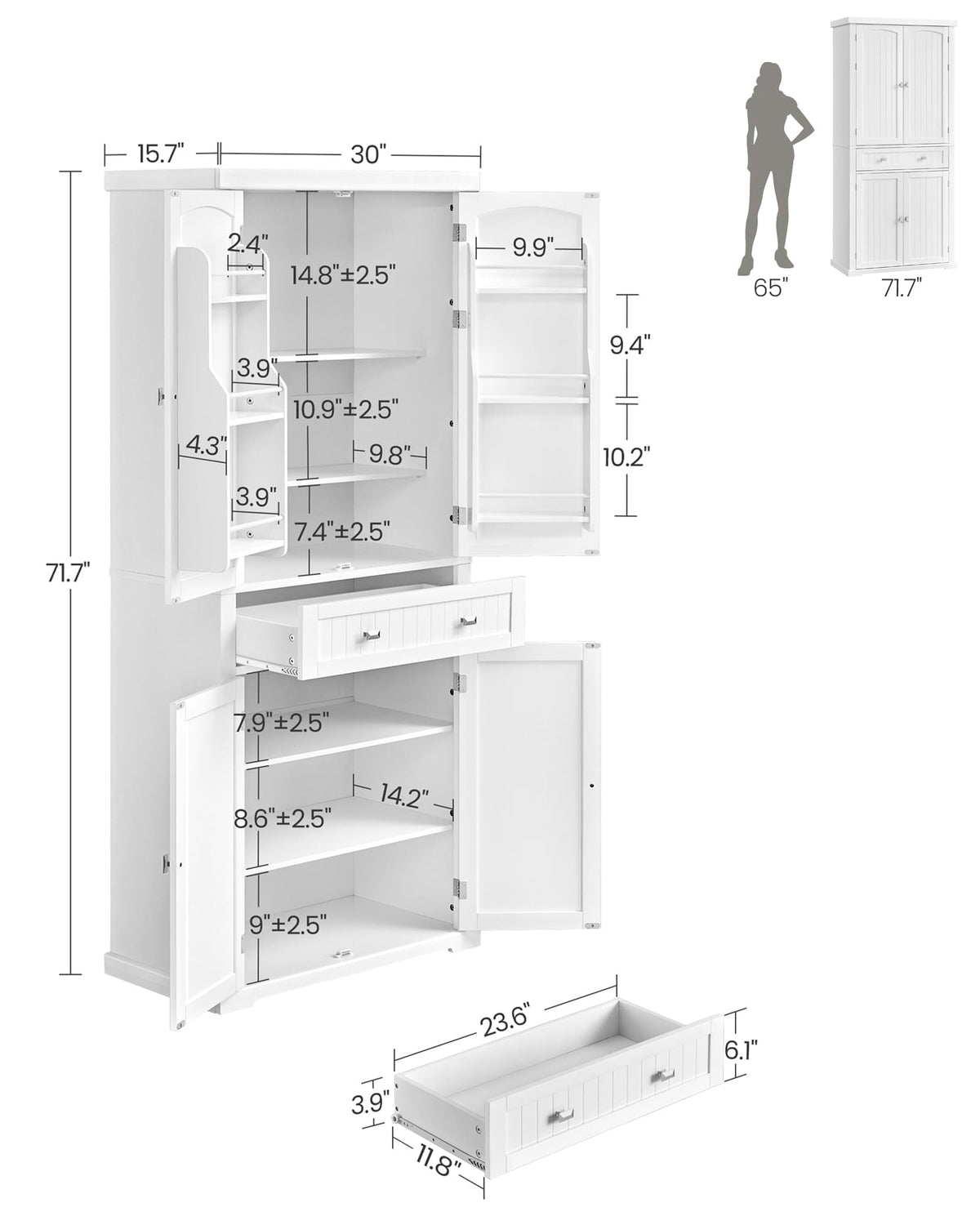 Freestanding Tall Cabinet with Drawer T776