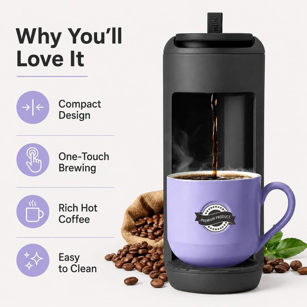 Single Serve K Cup Coffee Maker 12 oz Matte Black F3884