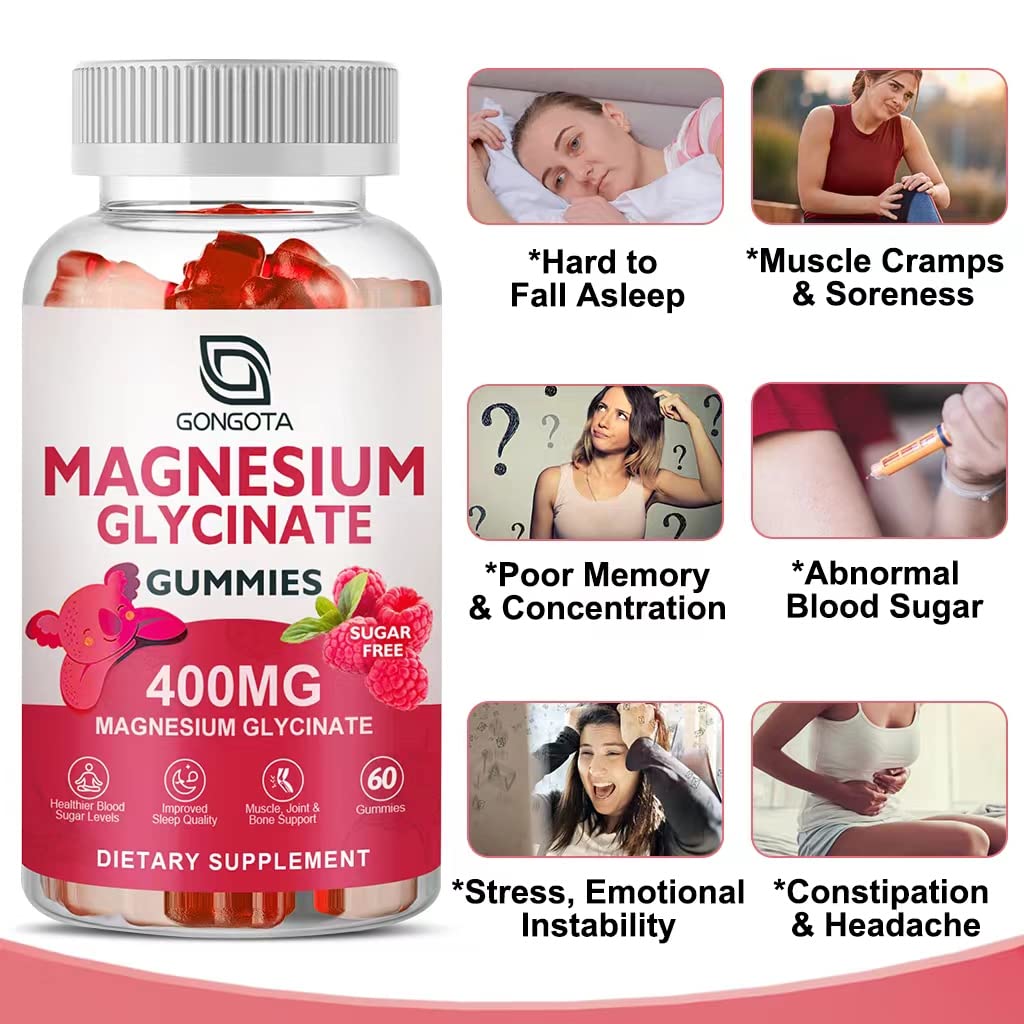 Magnesium Glycinate Gummies 400 mg with Vitamin D, B6 - 60 Gummies V299240