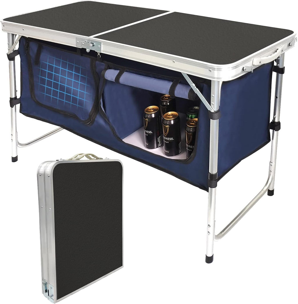 Folding Aluminum Camping Table with Storage Compartment L55713