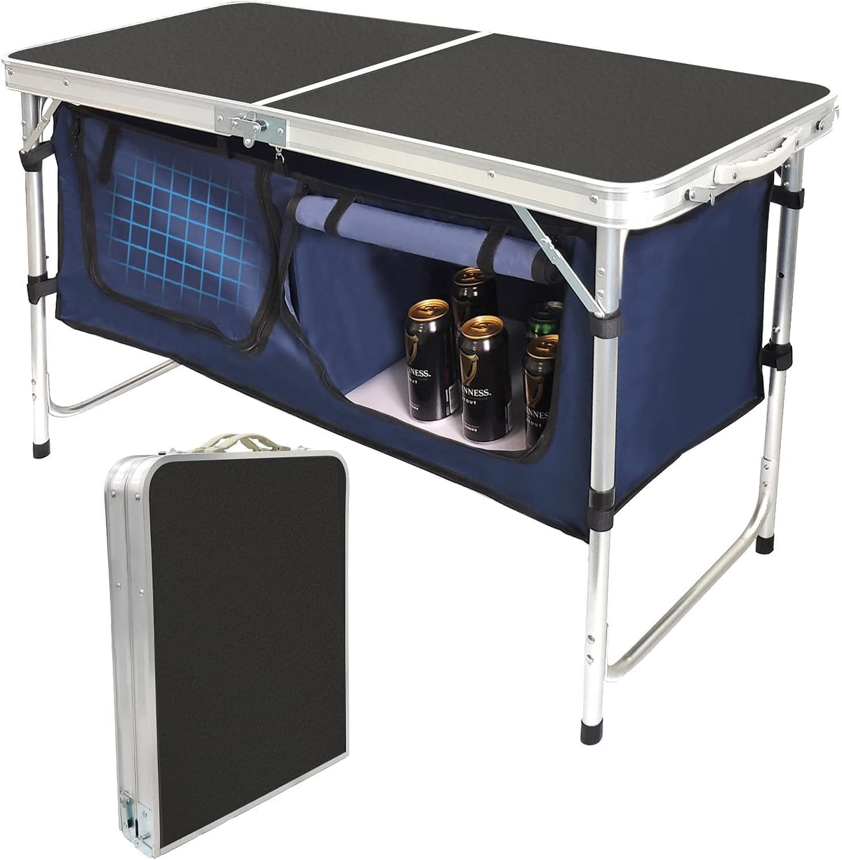 Folding Aluminum Camping Table with Storage Compartment L55713