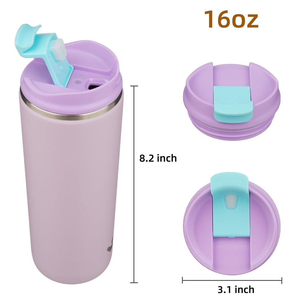 16oz Insulated Stainless Travel Coffee Mug with Lid O161