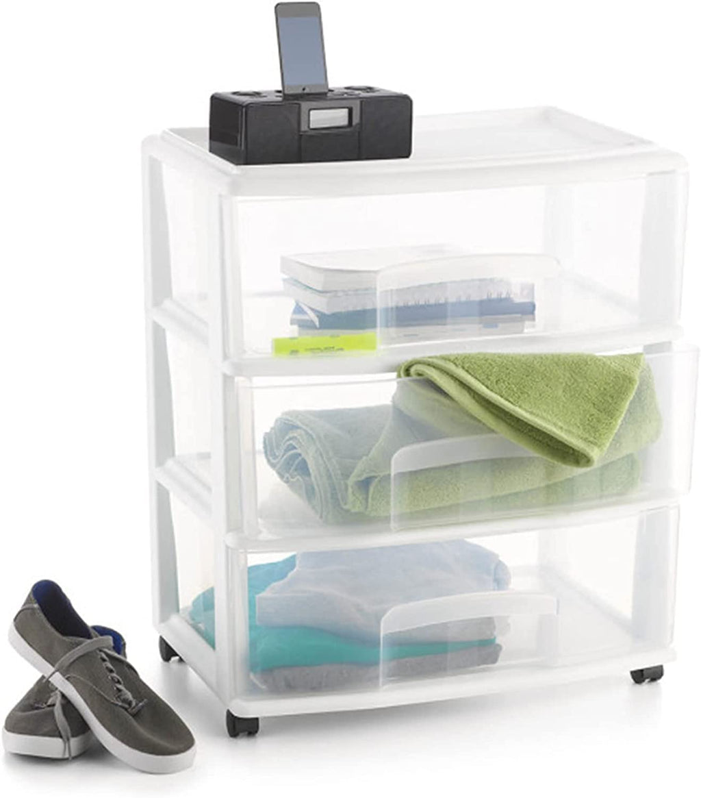 Plastic Storage Drawer Cart with 3 Clear Drawers W197