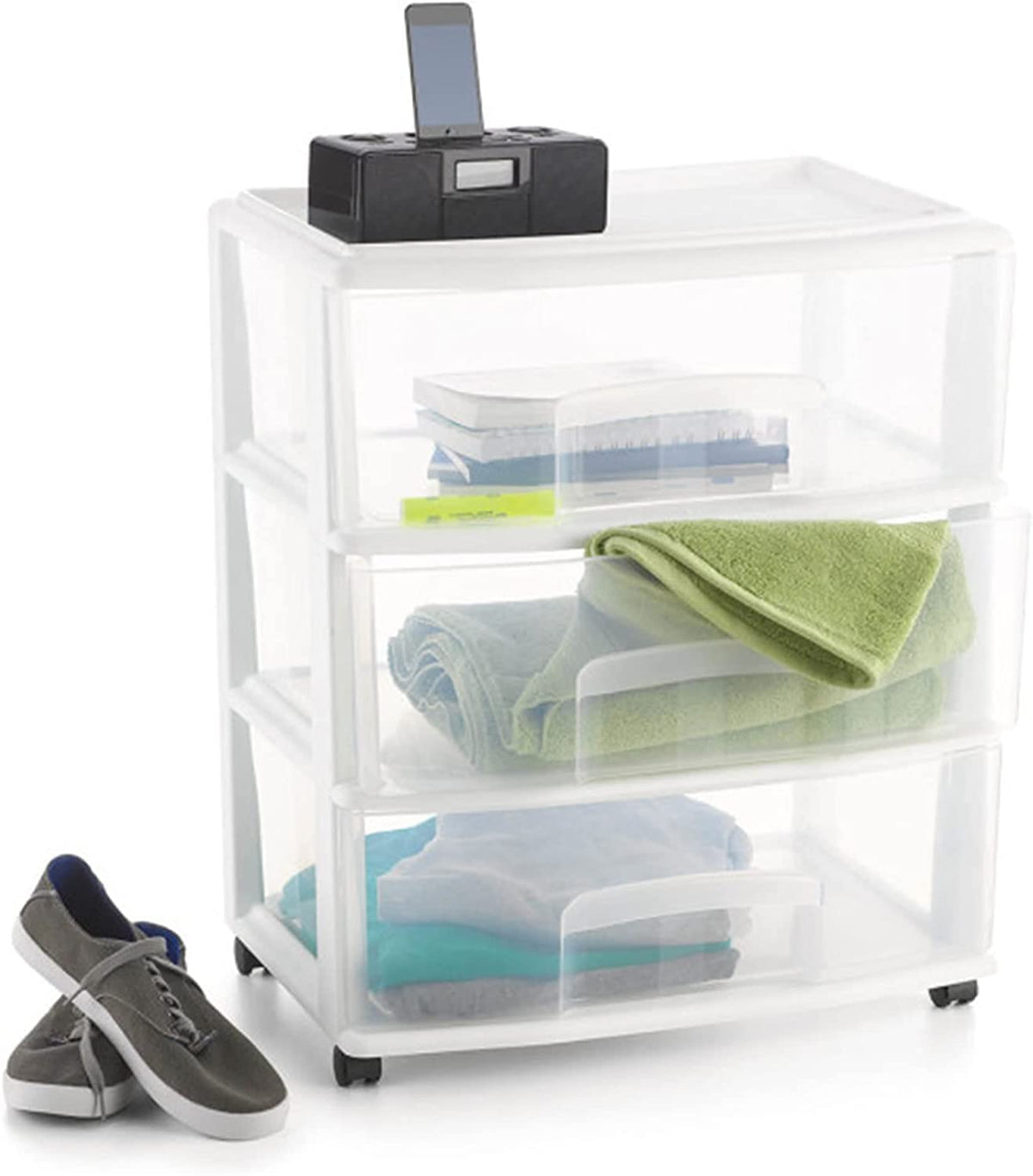 Plastic Storage Drawer Cart with 3 Clear Drawers W197