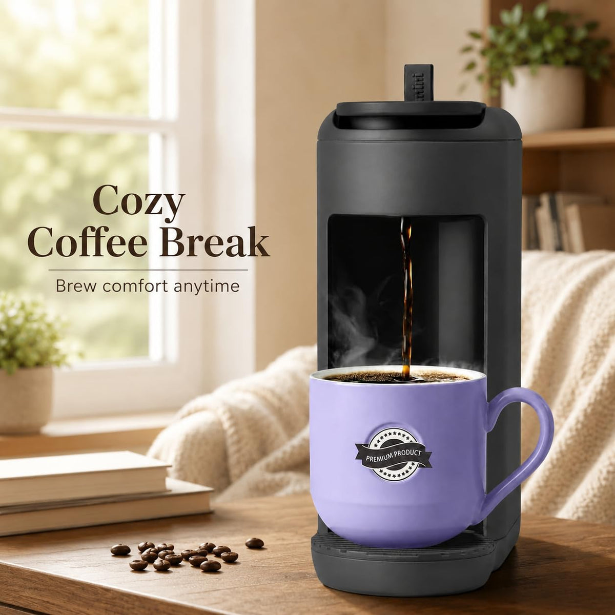 Single Serve K Cup Coffee Maker 12 oz Matte Black F3884