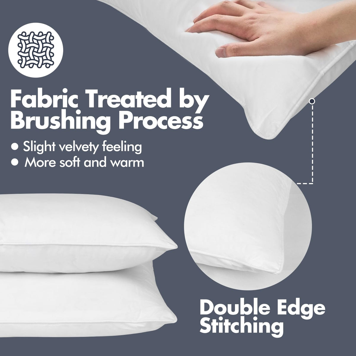 Soft Fluffy Queen Size Bed Pillows Set of 2 Cotton Cover U425526