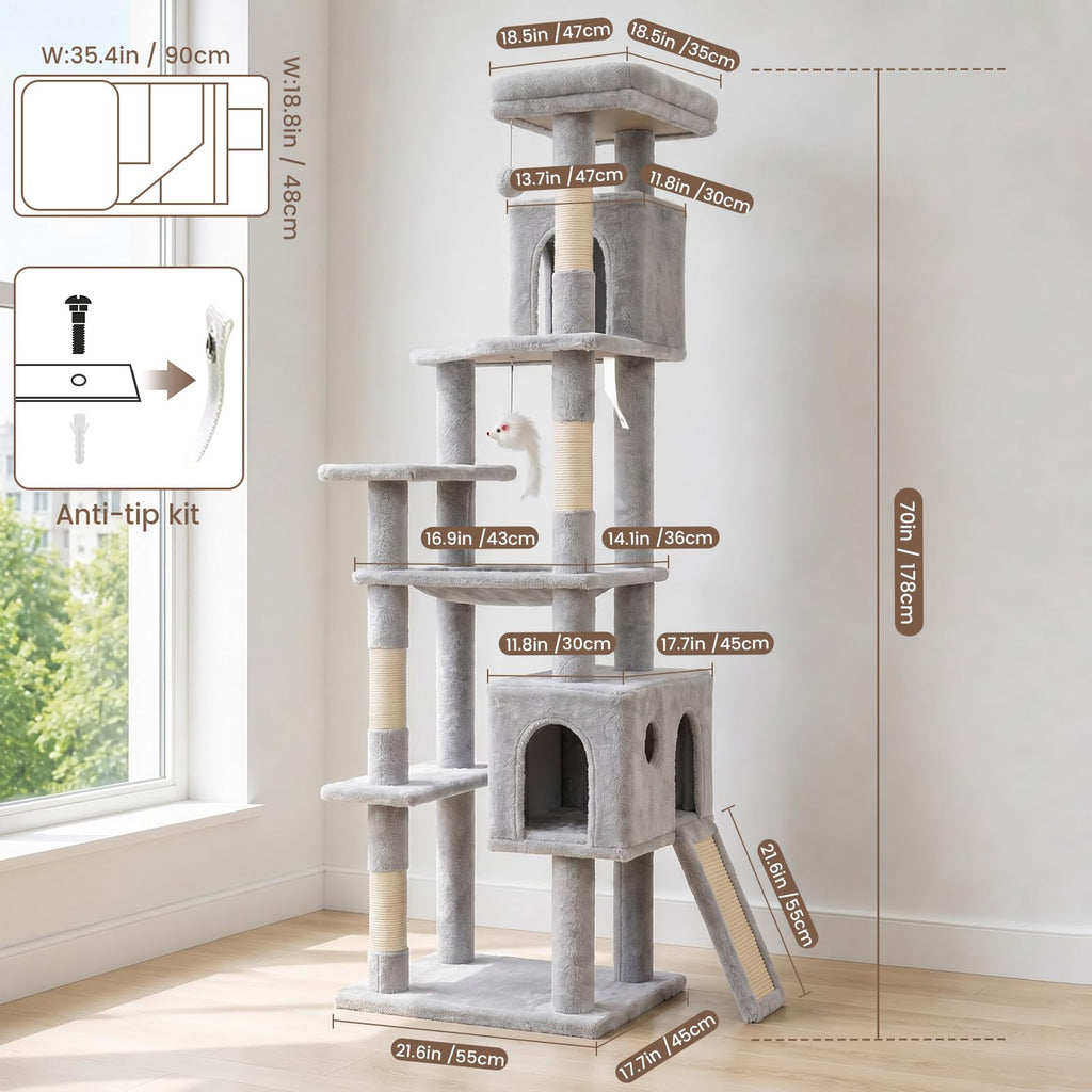 70 Inches Cat Tree with Ladder S663080