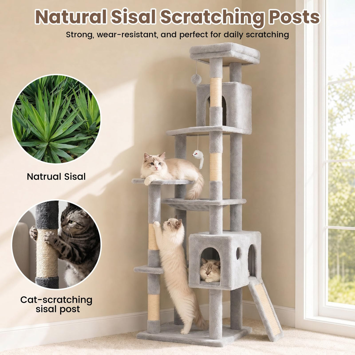 70 Inches Cat Tree with Ladder S663080
