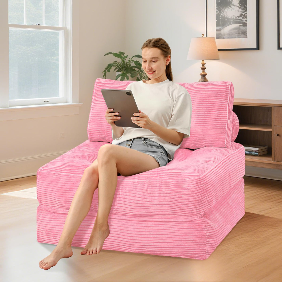 Folding Sofa Bed Convertible Sleeper Chair Bed with Pillow K1597