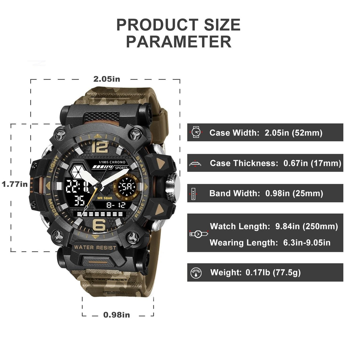 Water Resistant LED Digital Wrist Watch B878