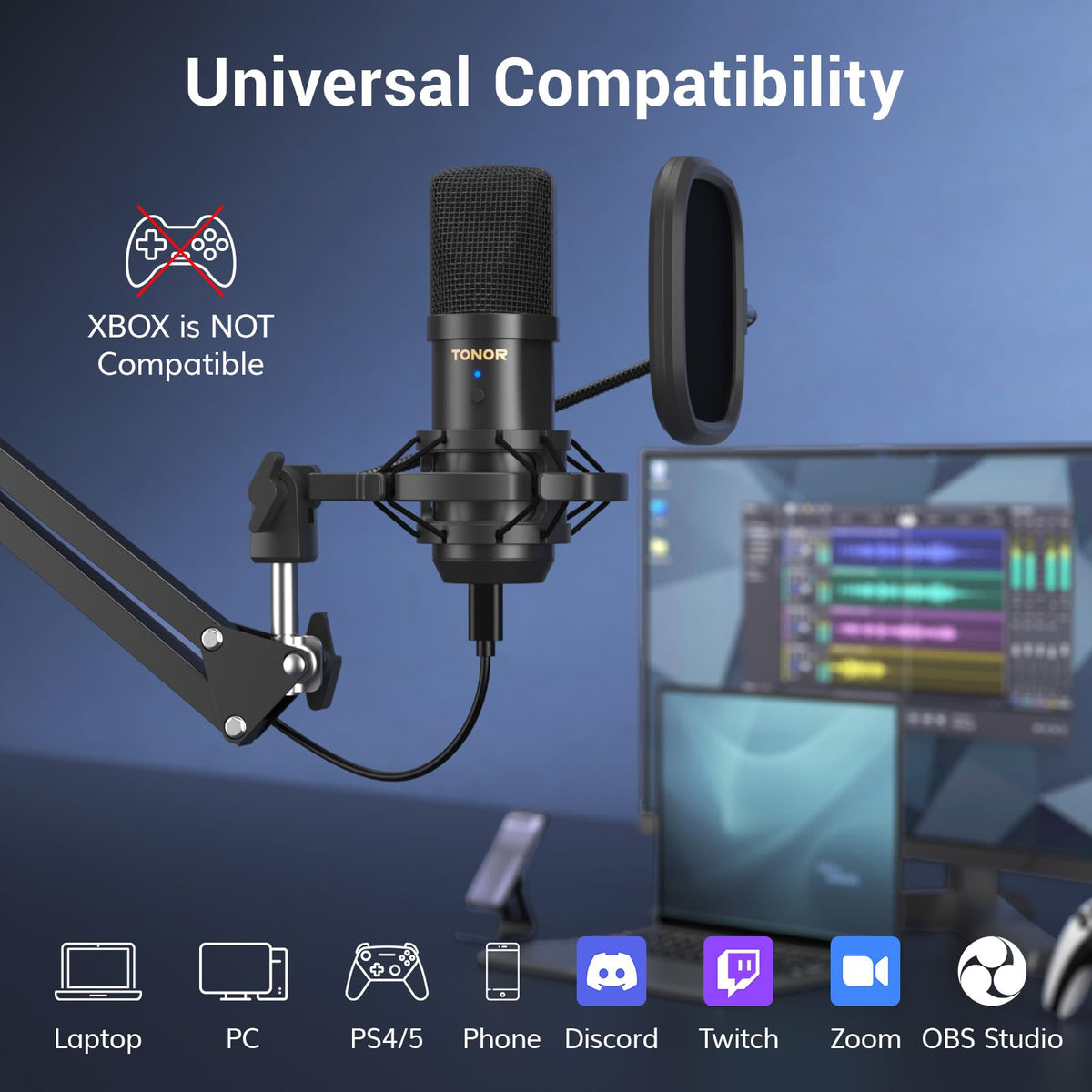 USB Condenser Microphone with Boom Arm Kit Y7424