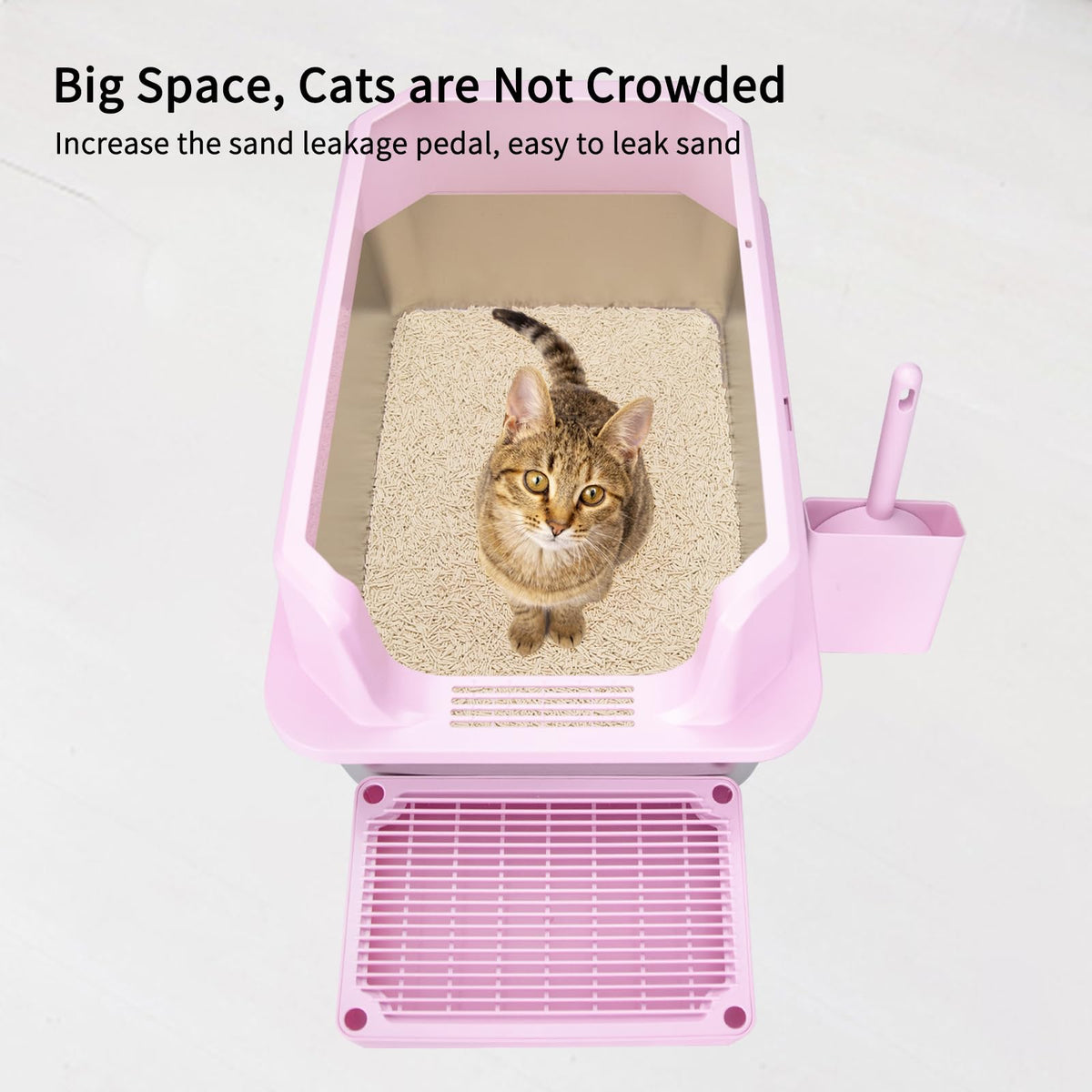 Open Cat Litter Box Stainless Steel High Walls with Scoop K4974
