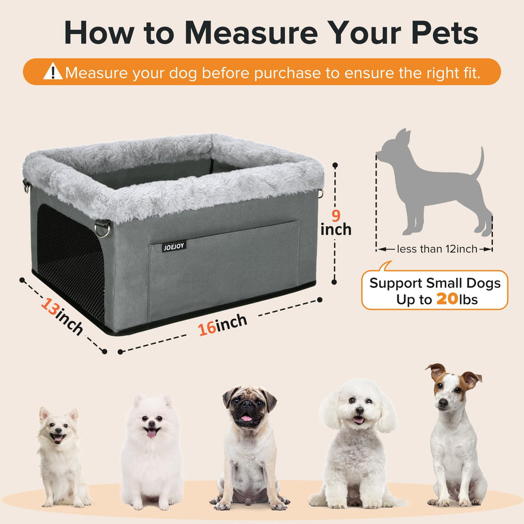 Dog Booster Seat with Metal Frame and Safety Leash, Grey S444513
