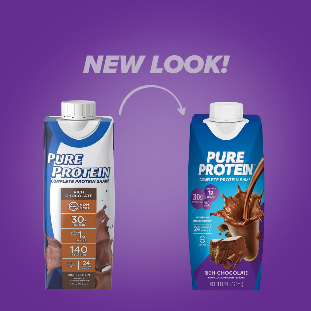 Chocolate and Vanilla Protein Shakes, 30g Protein, 11oz, 12 Pack W532933
