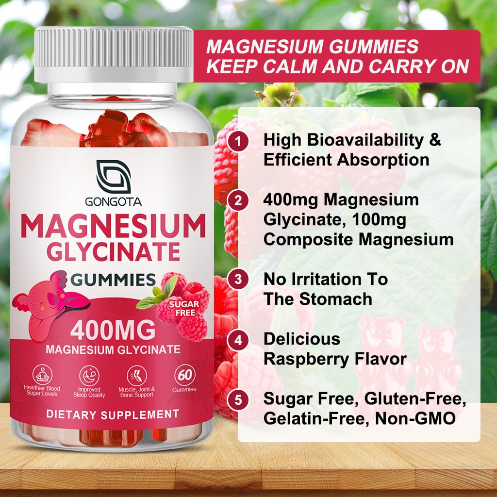 Magnesium Glycinate Gummies 400 mg with Vitamin D, B6 - 60 Gummies V299240