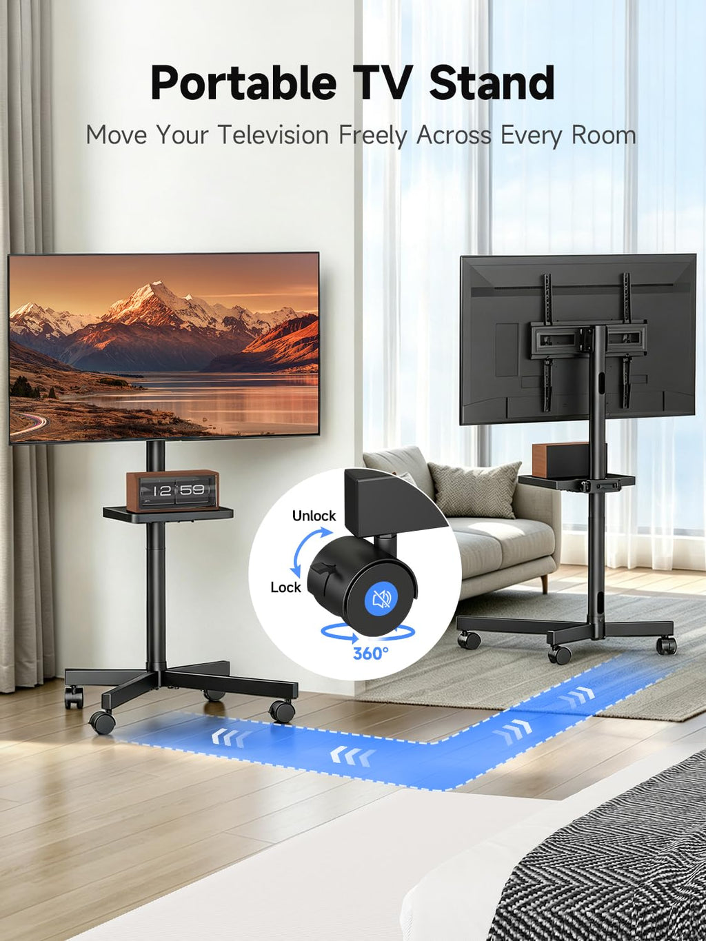Height Adjustable Rolling TV Stand M820963
