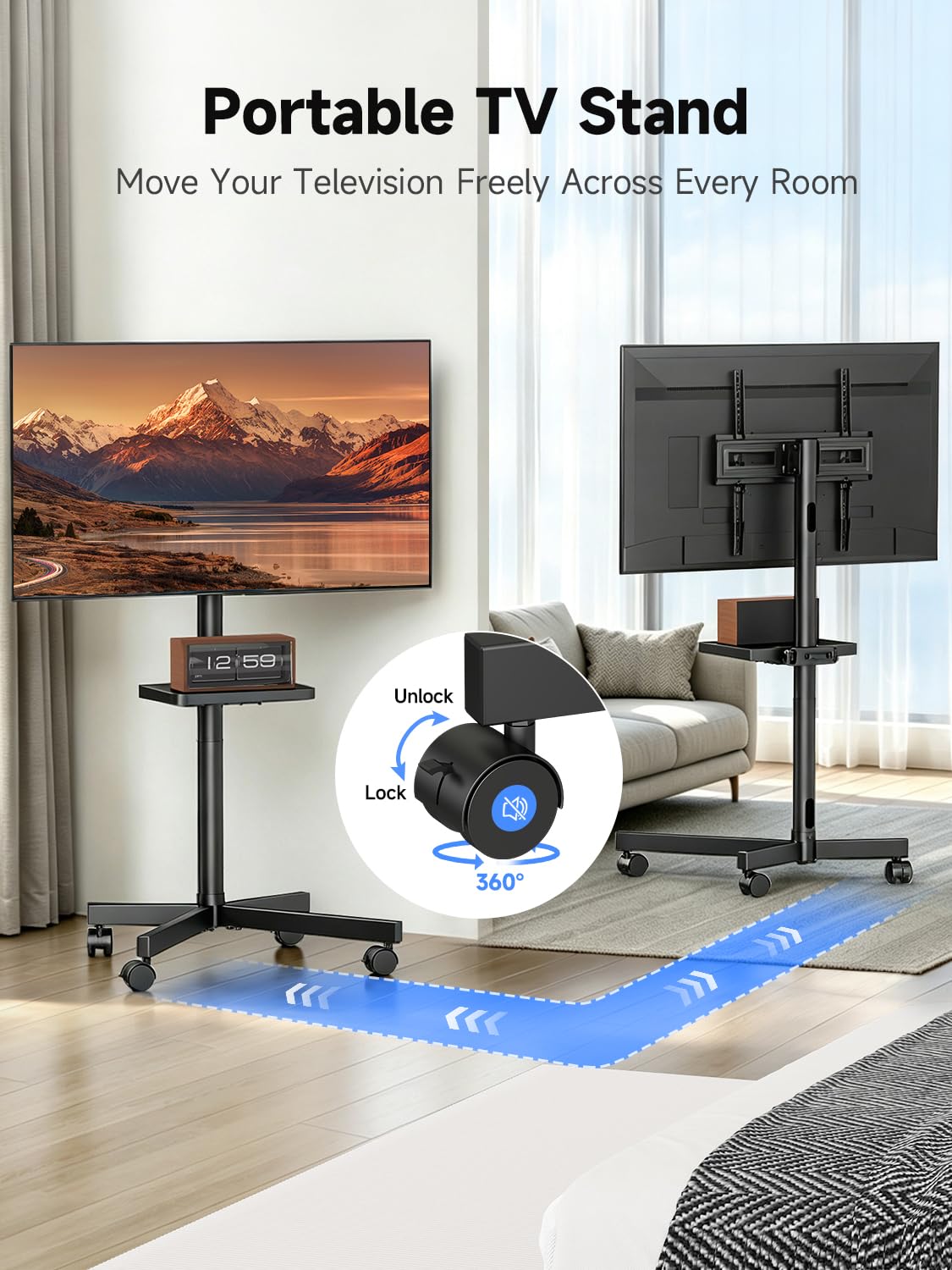 Height Adjustable Rolling TV Stand M820963