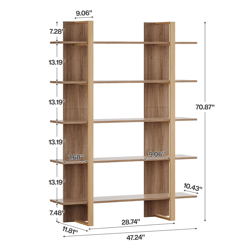 5-Tier Boho Bookshelf with Metal Frame X4669