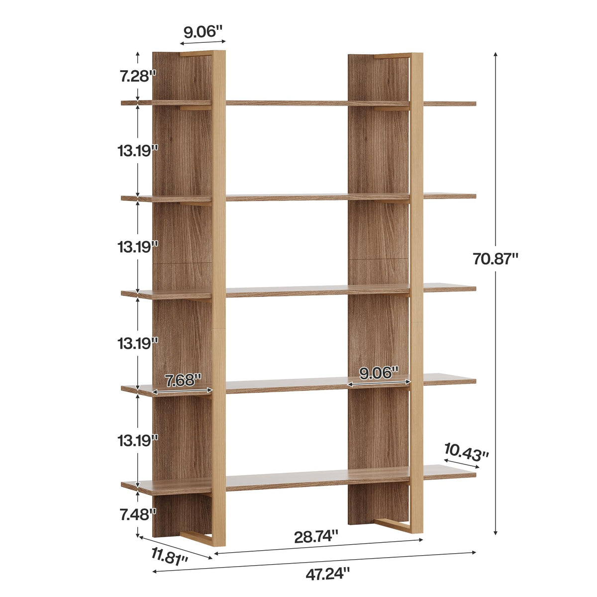 5-Tier Boho Bookshelf with Metal Frame X4669
