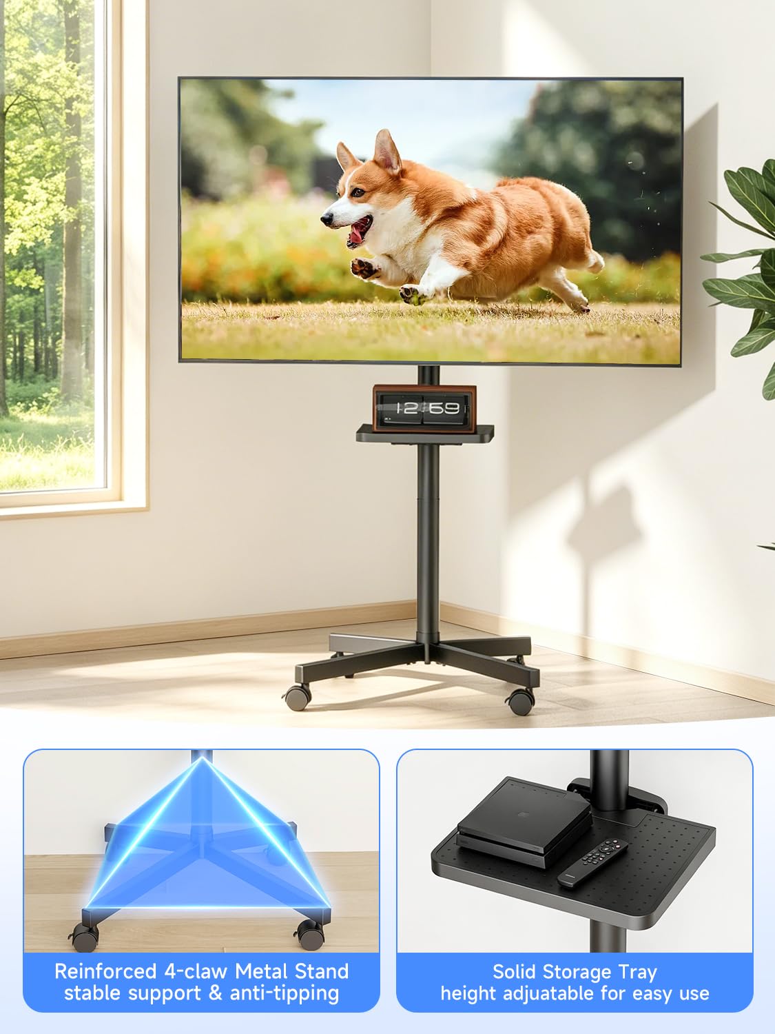 Height Adjustable Rolling TV Stand M820963