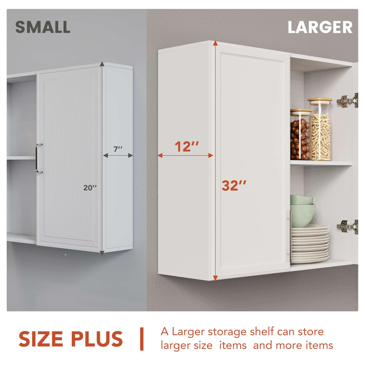 White Wall Cabinet with Adjustable Shelves Y9846