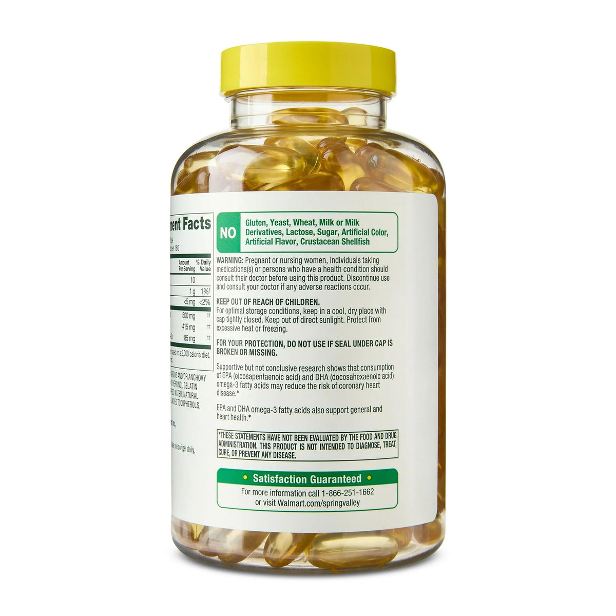 Omega-3 500 mg Fish Oil Softgels 180 Count Lemon Flavor H401422