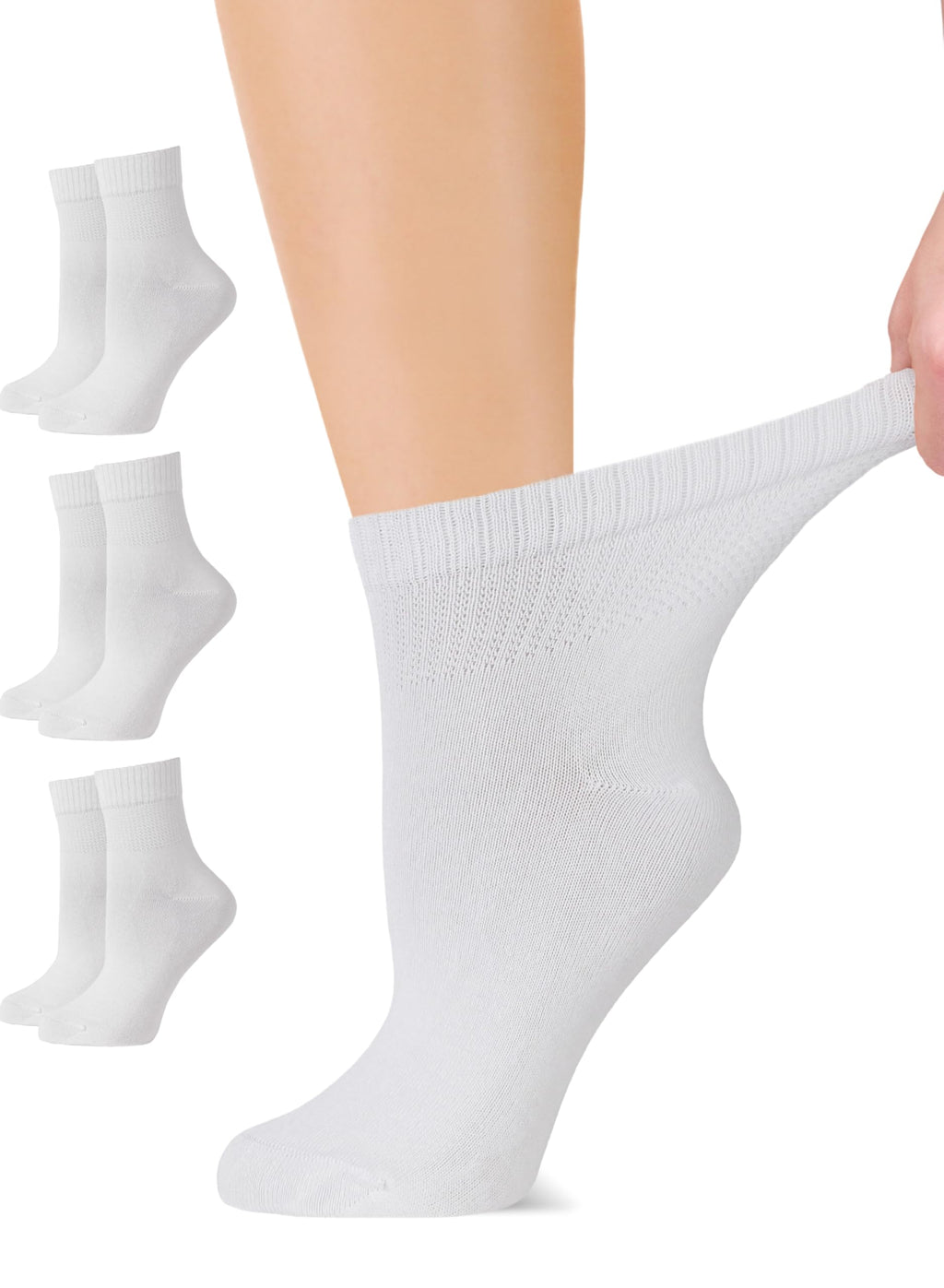 Loose Fit Seamless Rayon Bamboo Ankle Socks 3 Pairs U9545