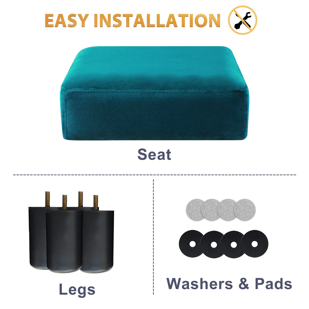 Small Teal Velvet Rectangle Foot Stool Ottoman Y25713
