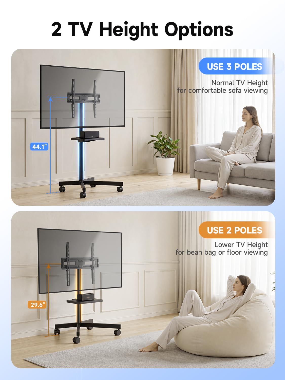 Height Adjustable Rolling TV Stand M820963