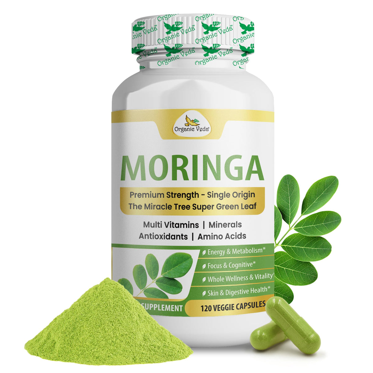 1000mg Organic Moringa Capsule 120 Vegan Capsule C6315
