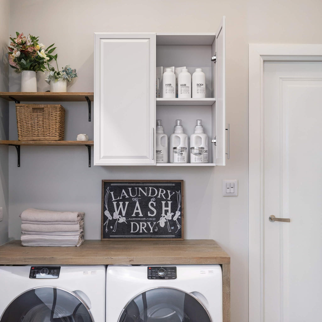White Wall Cabinet with Adjustable Shelves Y9846