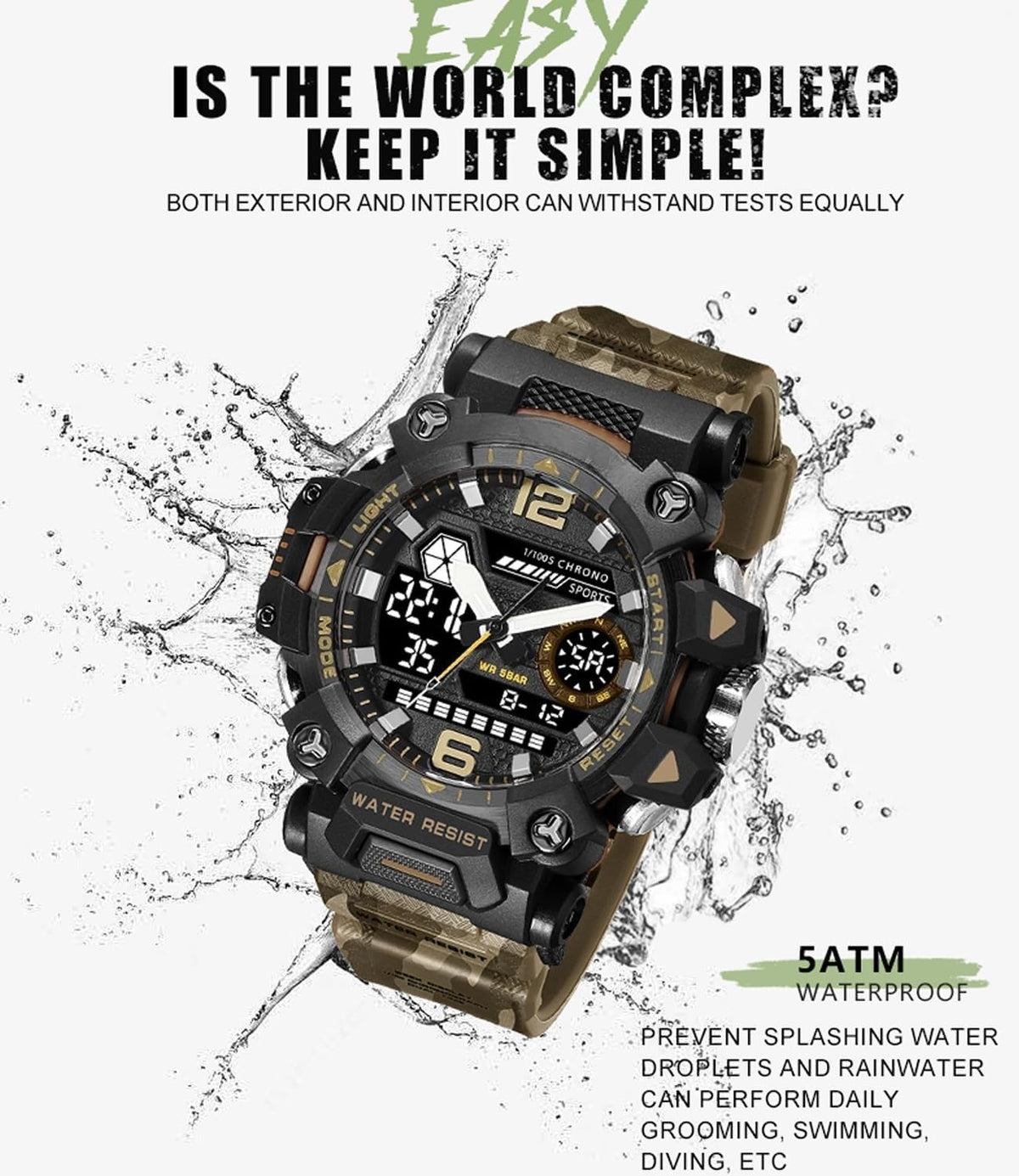 Water Resistant LED Digital Wrist Watch B878